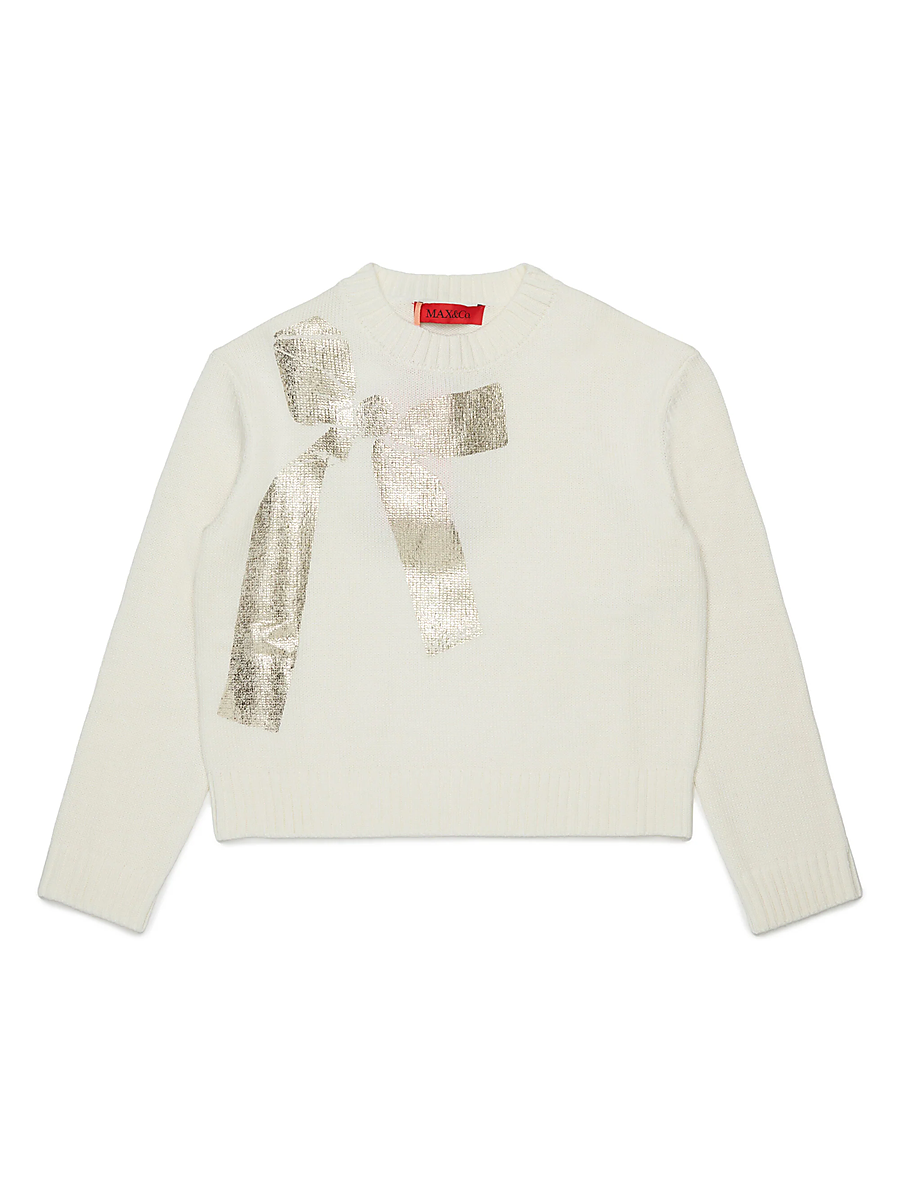 Maglione girocollo con stampa a fiocco per bambina
